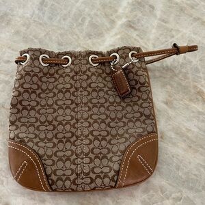 LAST CHANCE - Coach Brown Signature Drawstring Bag